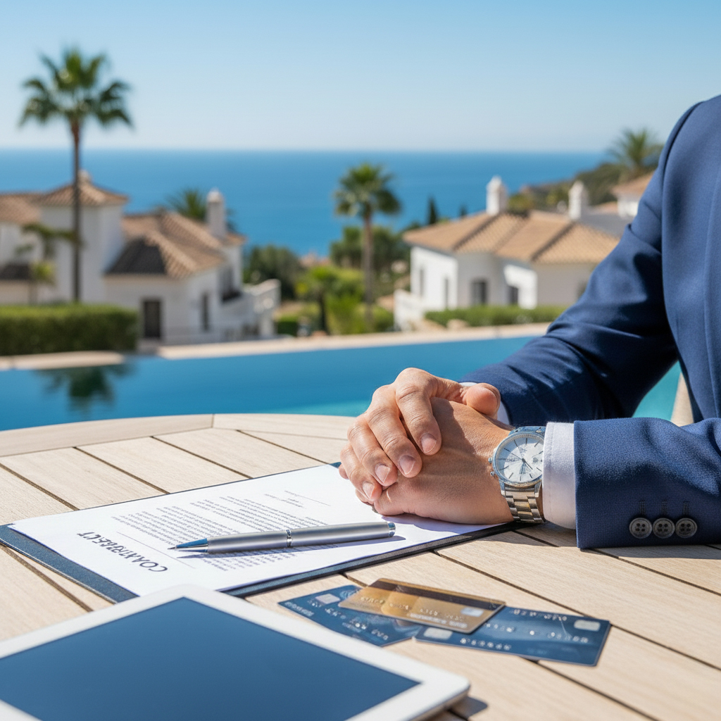 Equipo de administración SAGESA en oficina de Marbella